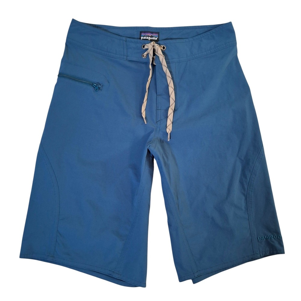 Patagonia Mens Blue Board Shorts Size 28 Stretch Swim Trunks Surf‎ Shorts Pocket